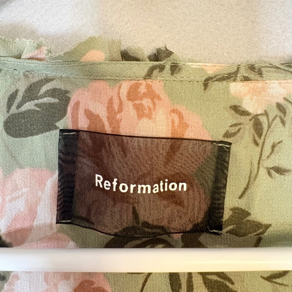 Reformation Gwenyth Midi Wrap Dress Athena Romantic Floral Print Green Pink Med - Picture 2 of 14